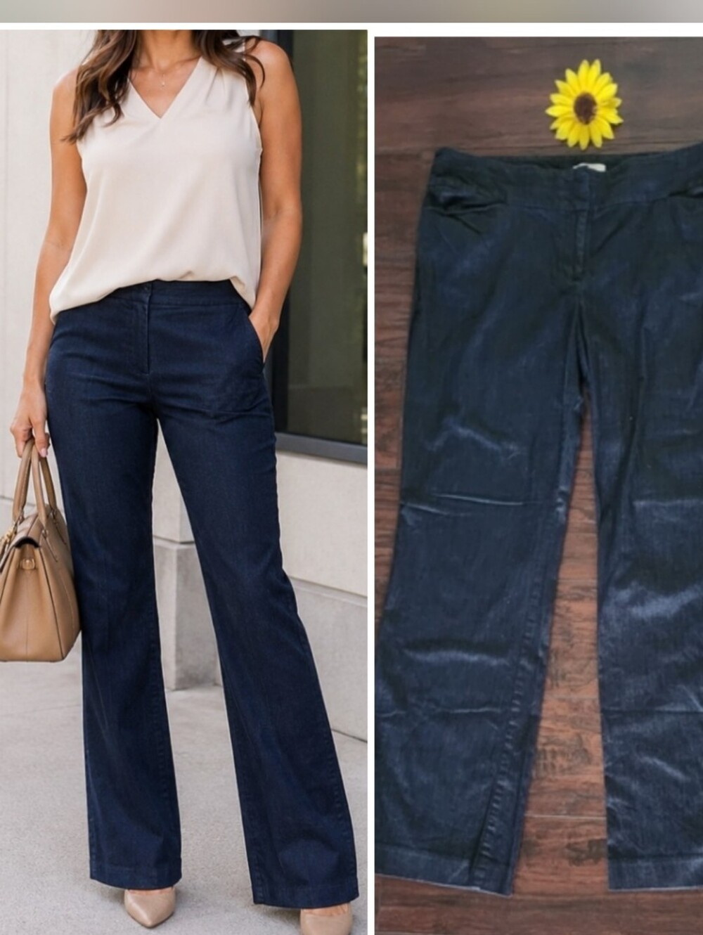 LOFT Dark Blue Flare Pantslo Pants